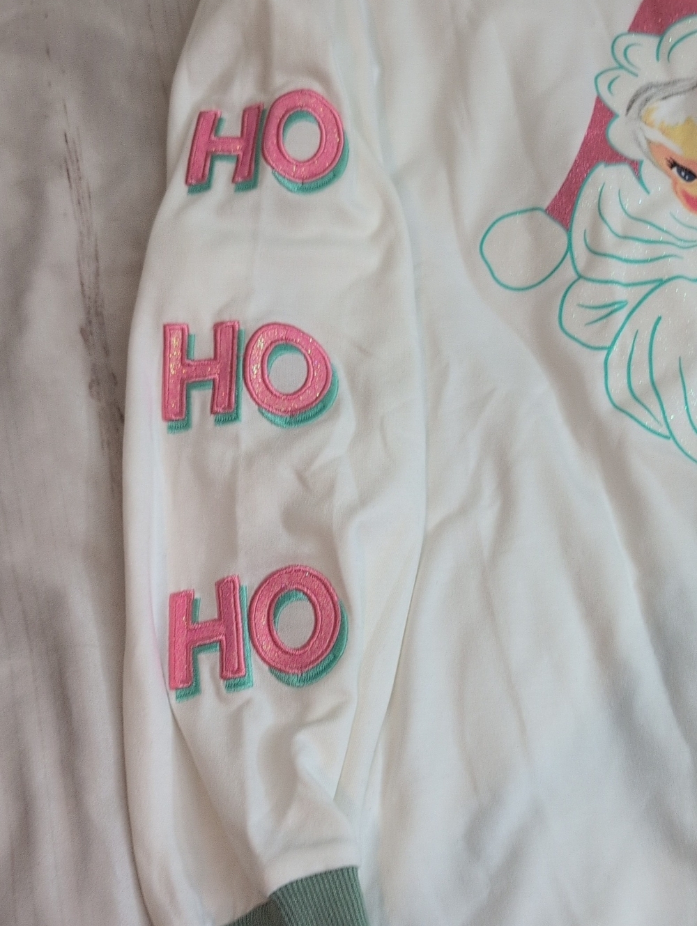 Grace + Emma Winking Santa Glitter Sweatshirt Womens M NWT Ho Ho Ho Christmas - Picture 5 of 7